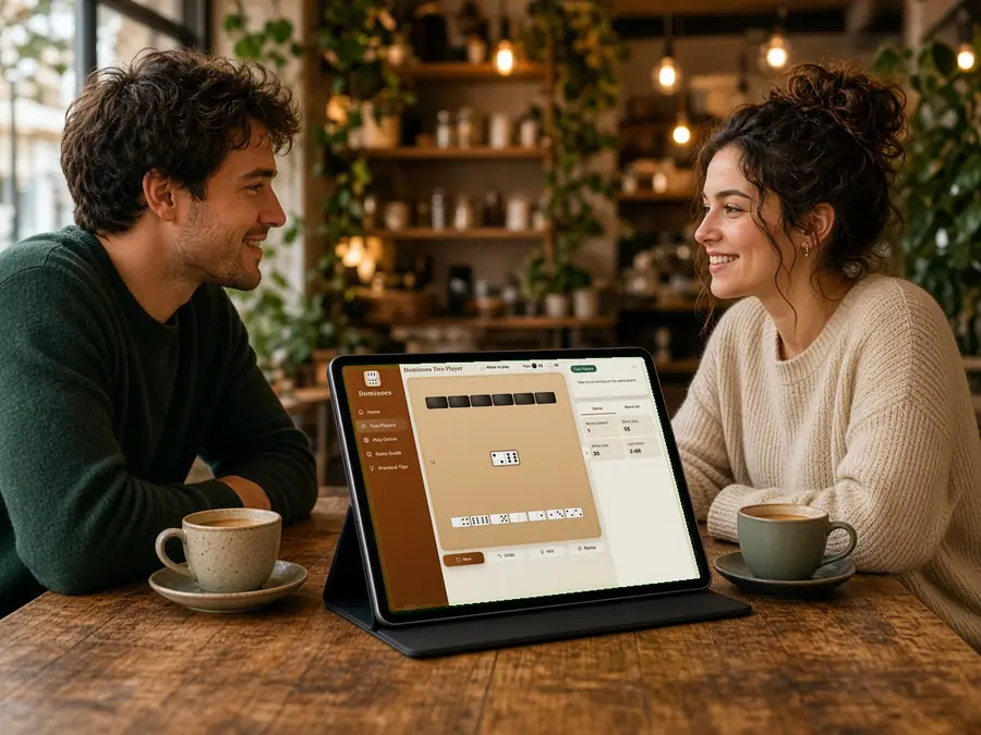 Two players sharing one device for face-to-face Dominoes